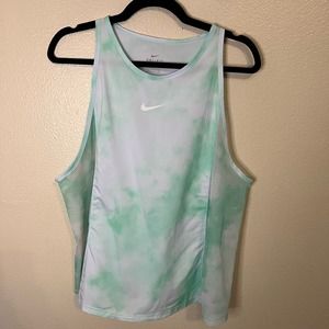 Nike Green Tie Dye Mesh Sides Lightweight Tank Top Size Large